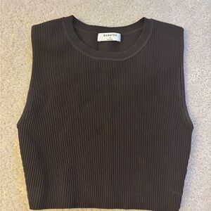 Babaton Dark Brown Ribbed Tank Top